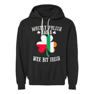 Polish Wee Bit Irish Poland Funny St Patricks Day Garment-Dyed Fleece Hoodie