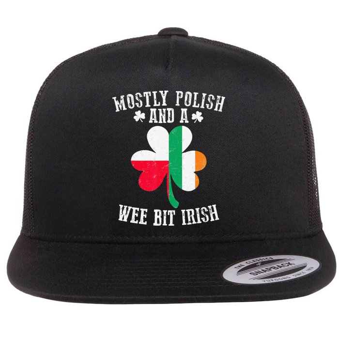Polish Wee Bit Irish Poland Funny St Patricks Day Flat Bill Trucker Hat