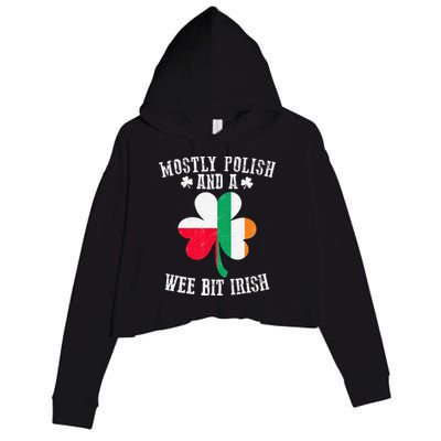 Polish Wee Bit Irish Poland Funny St Patricks Day Crop Fleece Hoodie