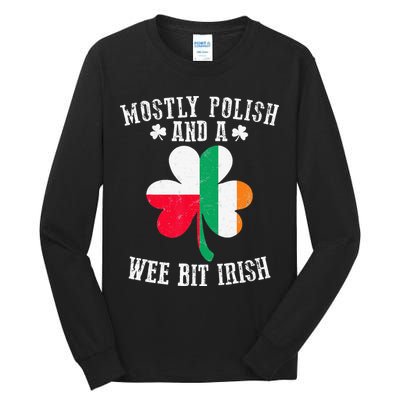 Polish Wee Bit Irish Poland Funny St Patricks Day Tall Long Sleeve T-Shirt
