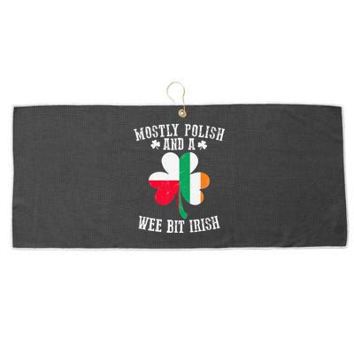 Polish Wee Bit Irish Poland Funny St Patricks Day Large Microfiber Waffle Golf Towel