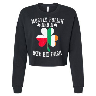 Polish Wee Bit Irish Poland Funny St Patricks Day Cropped Pullover Crew
