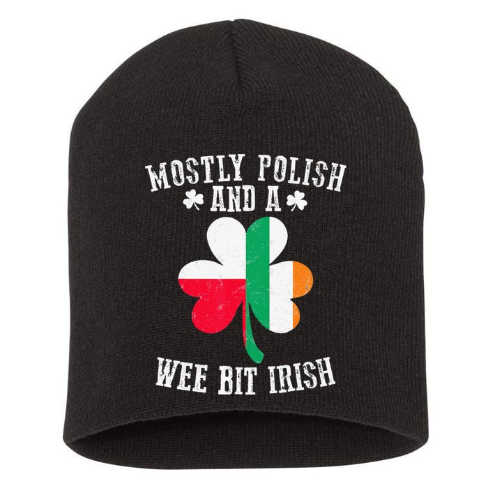 Polish Wee Bit Irish Poland Funny St Patricks Day Short Acrylic Beanie