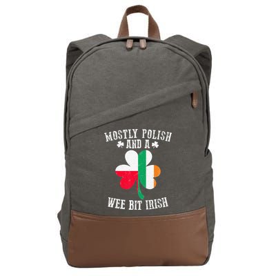 Polish Wee Bit Irish Poland Funny St Patricks Day Cotton Canvas Backpack