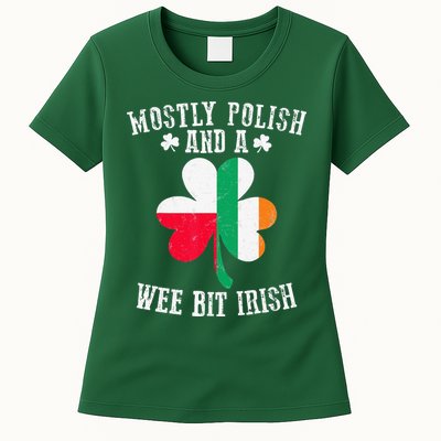 Polish Wee Bit Irish Poland Funny St Patricks Day Womens T-Shirt