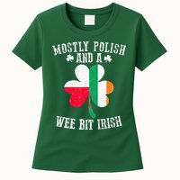 Polish Wee Bit Irish Poland Funny St Patricks Day Womens T-Shirt