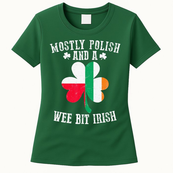 Polish Wee Bit Irish Poland Funny St Patricks Day Womens T-Shirt