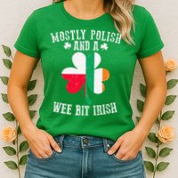 Polish Wee Bit Irish Poland Funny St Patricks Day Womens T-Shirt