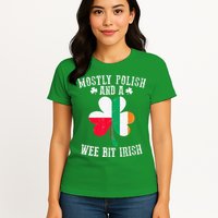 Polish Wee Bit Irish Poland Funny St Patricks Day Womens T-Shirt