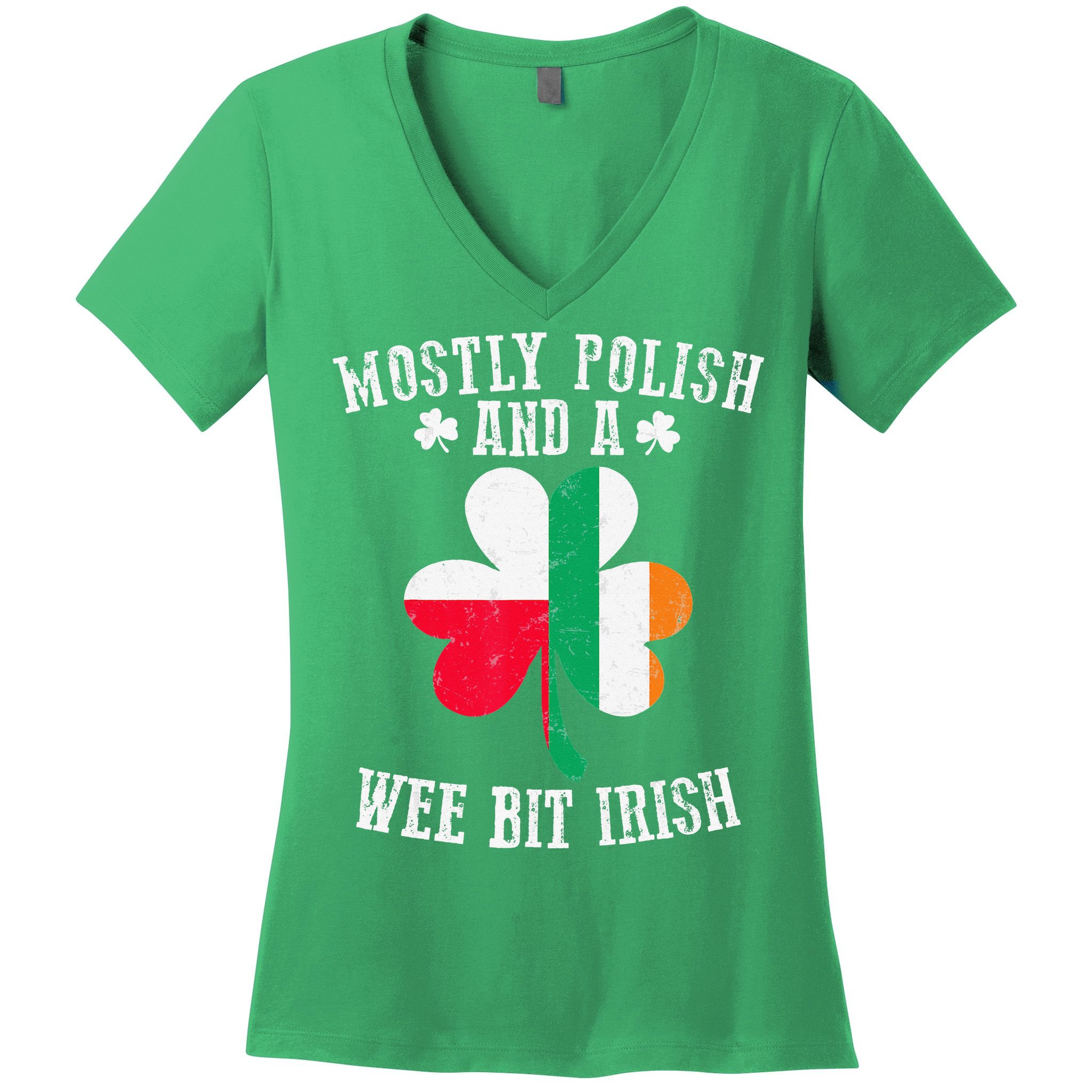 Polish Wee Bit Irish Poland Funny St Patricks Day Women's V-Neck T-Shirt