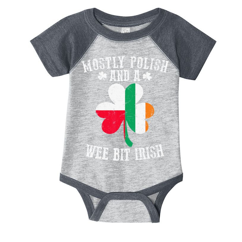 Polish Wee Bit Irish Poland Funny St Patricks Day Infant Baby Jersey Bodysuit