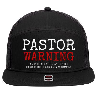 Pastor Warning Church Religious Faith Jesus Funny Christian 7 Panel Mesh Trucker Snapback Hat