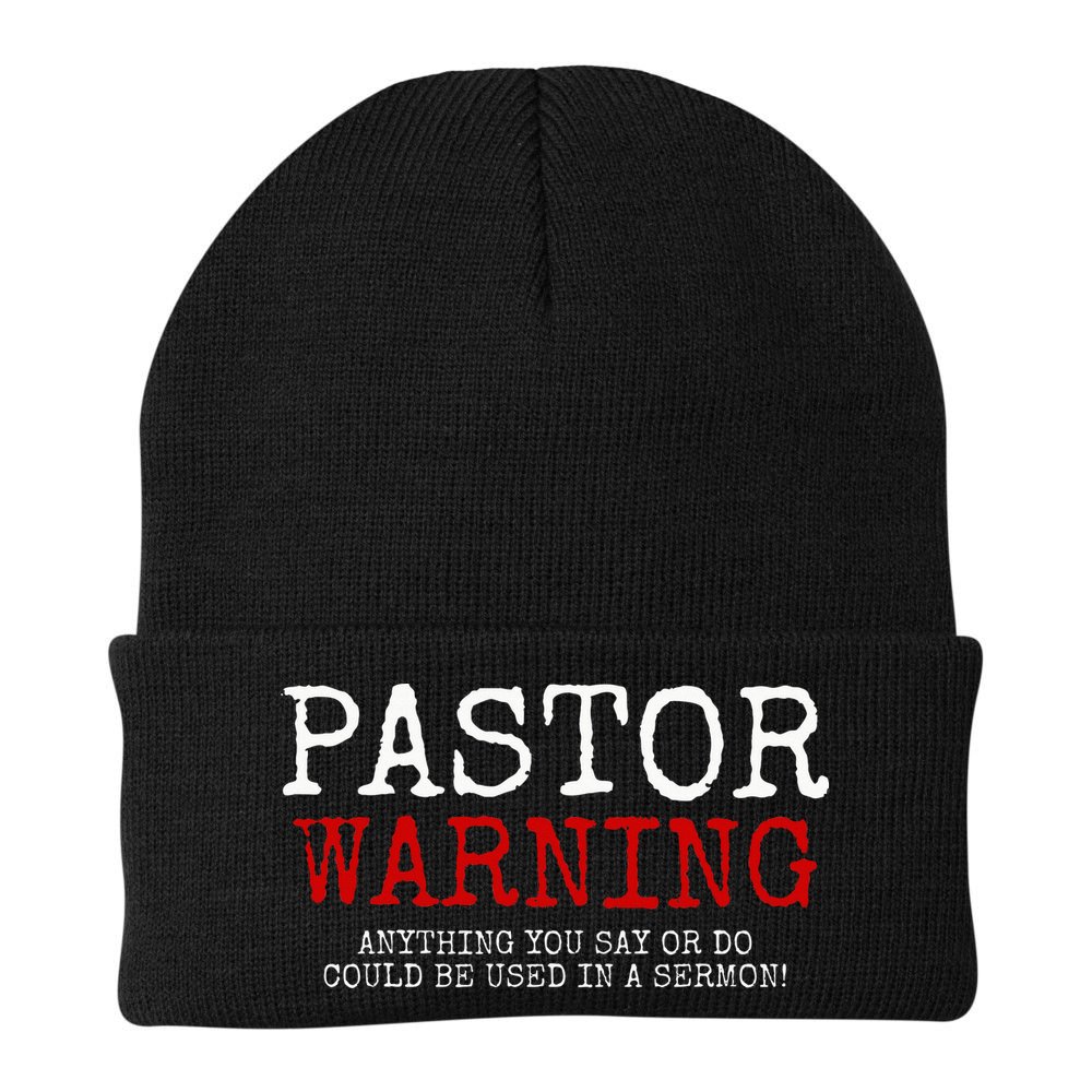 Pastor Warning Church Religious Faith Jesus Funny Christian Beanie