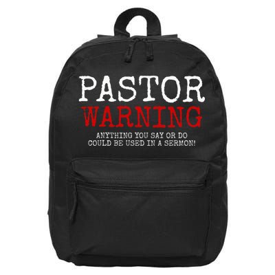Pastor Warning Church Religious Faith Jesus Funny Christian 16 in Basic Backpack