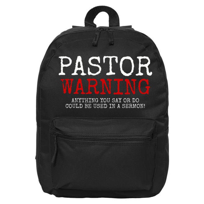 Pastor Warning Church Religious Faith Jesus Funny Christian 16 in Basic Backpack
