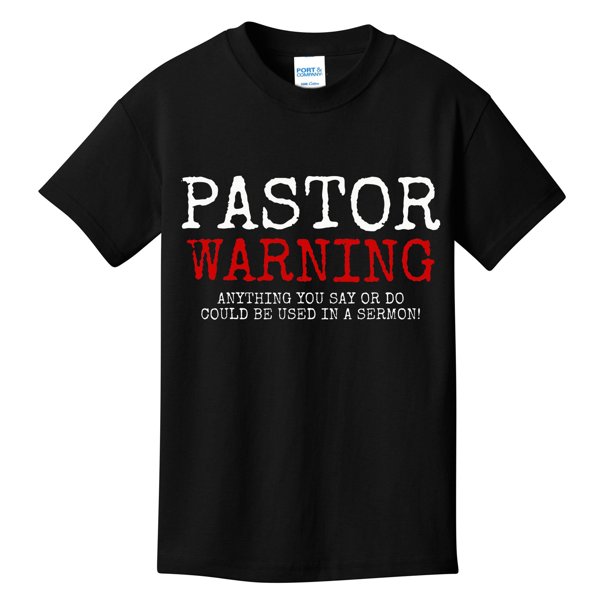Pastor Warning Church Religious Faith Jesus Funny Christian Kids T-Shirt