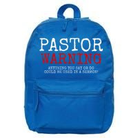 Pastor Warning Church Religious Faith Jesus Funny Christian 16 in Basic Backpack