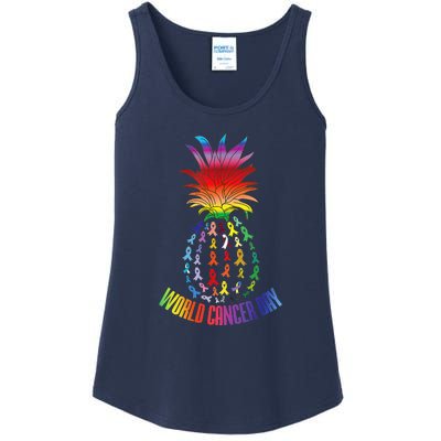 Pineapple World Cancer Day Awareness Saying Ladies Essential Tank