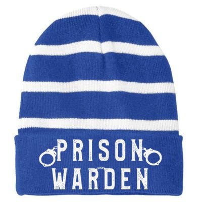 Prison Warden Correctional Prison Officer Halloween Costume Striped Beanie with Solid Band