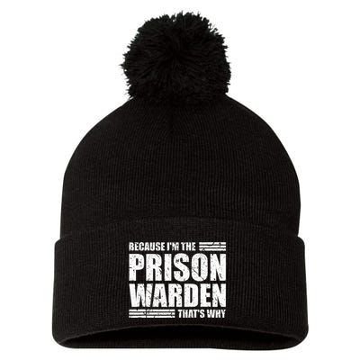 Prison Warden Costume Jail Corrections Officer Halloween Pom Pom 12in Knit Beanie