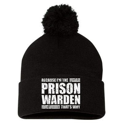 Prison Warden Costume Jail Corrections Officer Halloween Pom Pom 12in Knit Beanie