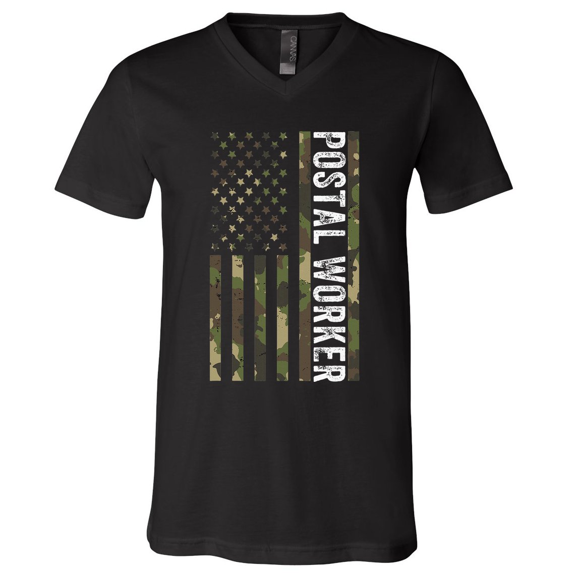 Postal Worker Camouflage American Flag Us Postal Service V-Neck T-Shirt