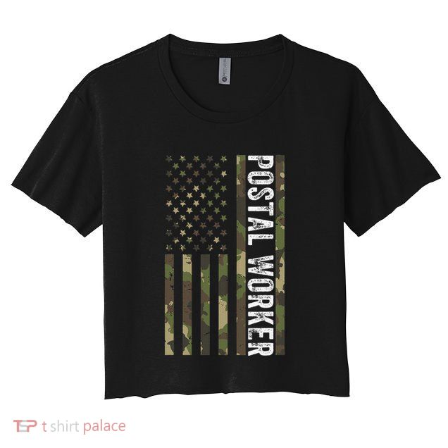 Postal Worker Camouflage American Flag Us Postal Service Crop Top