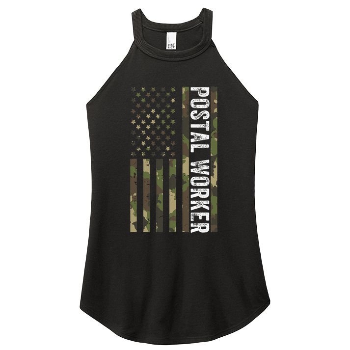 Postal Worker Camouflage American Flag Us Postal Service Women's Perfect Tri Rocker Tank