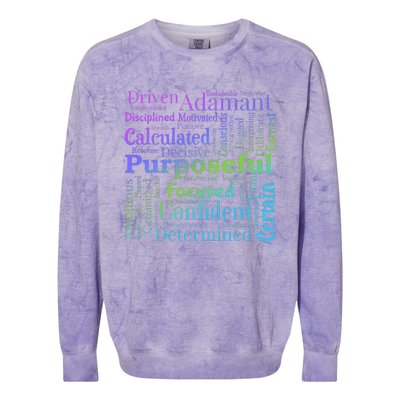 Purposeful Word Cloud Art Achiever Motivation Inspirational Colorblast Crewneck Sweatshirt