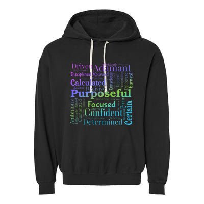 Purposeful Word Cloud Art Achiever Motivation Inspirational Garment-Dyed Fleece Hoodie