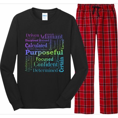 Purposeful Word Cloud Art Achiever Motivation Inspirational Long Sleeve Pajama Set