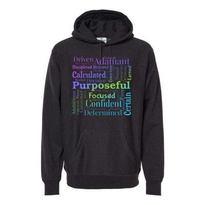 Purposeful Word Cloud Art Achiever Motivation Inspirational Premium Hoodie