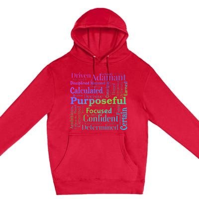 Purposeful Word Cloud Art Achiever Motivation Inspirational Premium Pullover Hoodie