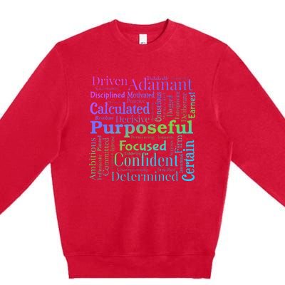 Purposeful Word Cloud Art Achiever Motivation Inspirational Premium Crewneck Sweatshirt