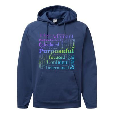 Purposeful Word Cloud Art Achiever Motivation Inspirational Performance Fleece Hoodie