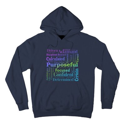 Purposeful Word Cloud Art Achiever Motivation Inspirational Hoodie