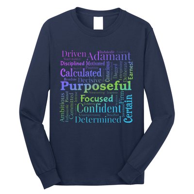 Purposeful Word Cloud Art Achiever Motivation Inspirational Long Sleeve Shirt