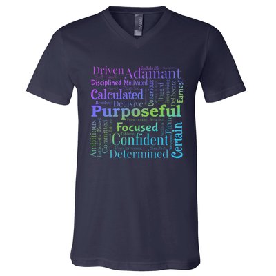 Purposeful Word Cloud Art Achiever Motivation Inspirational V-Neck T-Shirt