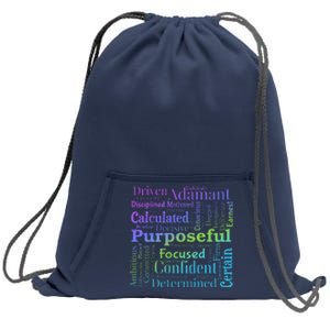 Purposeful Word Cloud Art Achiever Motivation Inspirational Sweatshirt Cinch Pack Bag