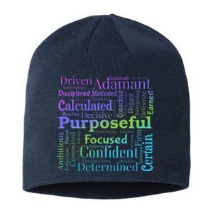 Purposeful Word Cloud Art Achiever Motivation Inspirational Sustainable Beanie