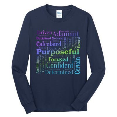 Purposeful Word Cloud Art Achiever Motivation Inspirational Tall Long Sleeve T-Shirt