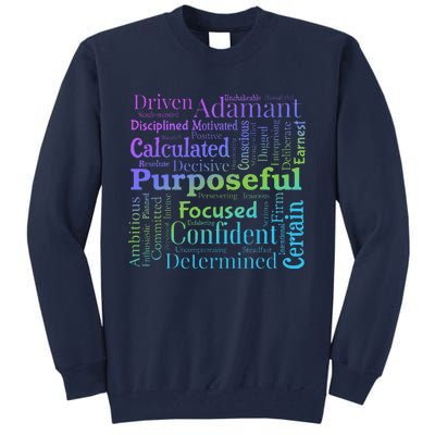 Purposeful Word Cloud Art Achiever Motivation Inspirational Tall Sweatshirt