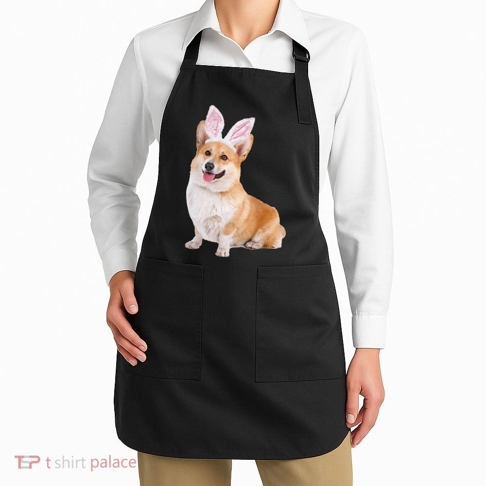 Pembroke Welsh Corgi Wearing Easter Bunny Ears Dog Apron