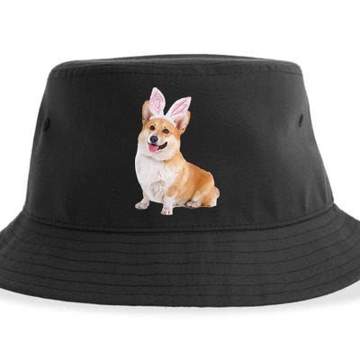 Pembroke Welsh Corgi Wearing Easter Bunny Ears Dog Sustainable Bucket Hat