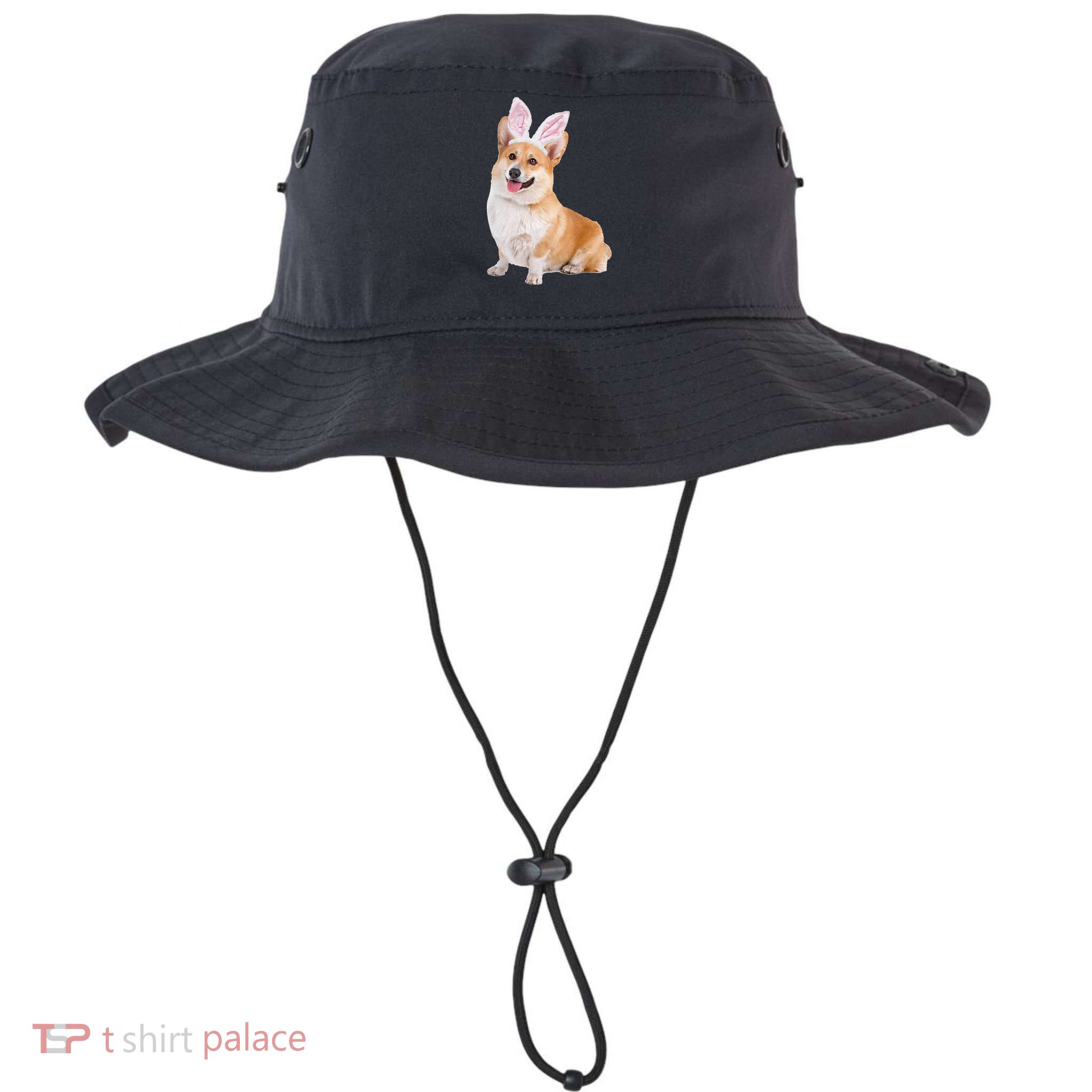 Pembroke Welsh Corgi Wearing Easter Bunny Ears Dog Bucket Hat