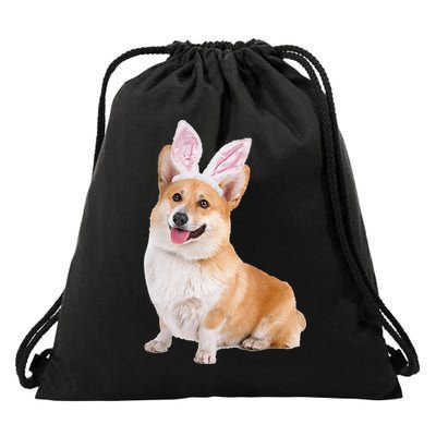 Pembroke Welsh Corgi Wearing Easter Bunny Ears Dog Drawstring Bag