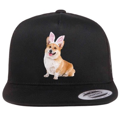 Pembroke Welsh Corgi Wearing Easter Bunny Ears Dog Flatbill Hat