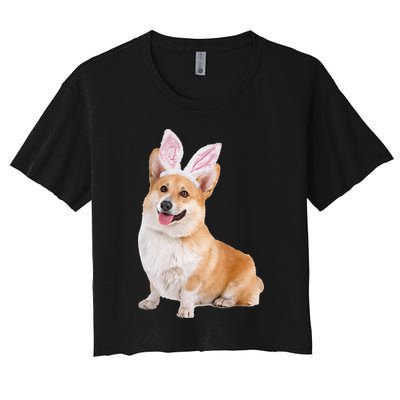 Pembroke Welsh Corgi Wearing Easter Bunny Ears Dog Crop Top