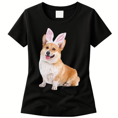 Pembroke Welsh Corgi Wearing Easter Bunny Ears Dog Womens T-Shirt