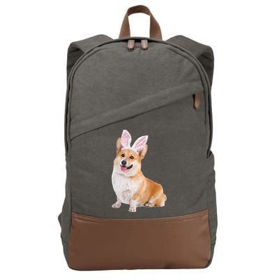 Pembroke Welsh Corgi Wearing Easter Bunny Ears Dog Cotton Canvas Backpack